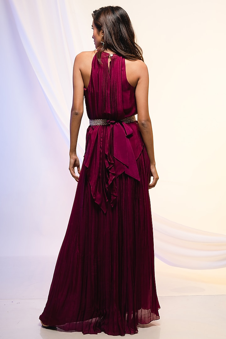 Magenta Chinon Co-Ord Set by Smriti by Anju Agarwal at Pernia's Pop Up Shop