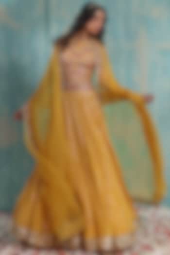 Fresh Yellow Embroidered Wedding Lehenga Set by Smriti by Anju Agarwal at Pernia's Pop Up Shop