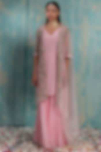 Shell Pink Georgette Sharara Set by Smriti by Anju Agarwal at Pernia's Pop Up Shop