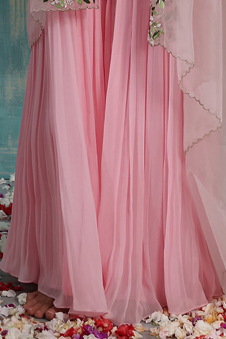 Shell Pink Georgette Party Wear Sharara Set by Smriti by Anju Agarwal at Pernia's Pop Up Shop