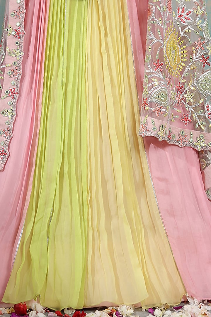 Multi-Coloured Chinon Embellished Wedding Lehenga Set by Smriti by Anju Agarwal at Pernia's Pop Up Shop
