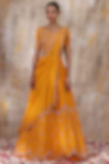 Mustard Yellow Embroidered Wedding Lehenga Set by Smriti by Anju Agarwal at Pernia's Pop Up Shop