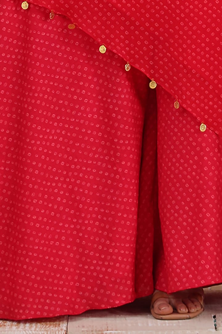 Scarlet Red Georgette Tunic Set by Smriti by Anju Agarwal at Pernia's Pop Up Shop