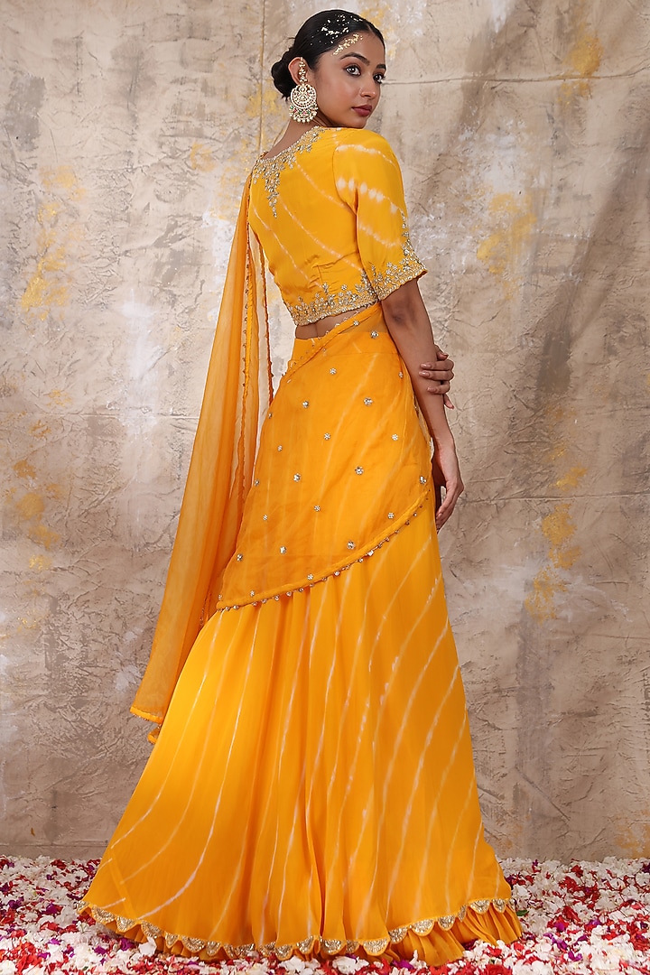 AMBER YELLOW EMBROIDERED LEHENGA