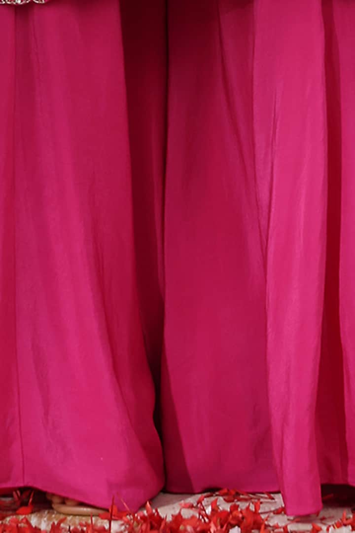 Rani Pink Crepe Wedding Sharara Set by Smriti by Anju Agarwal at Pernia's Pop Up Shop