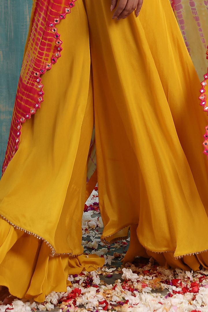 Golden Yellow Chinon Party Wear Sharara Set by Smriti by Anju Agarwal at Pernia's Pop Up Shop
