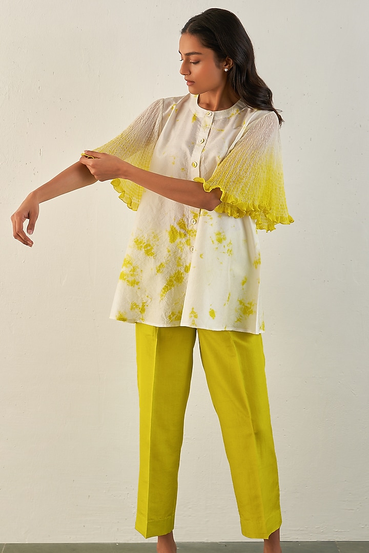 Lime Silk Ombre Shirt by Studio Medium at Pernia's Pop Up Shop