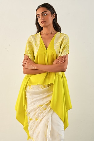 Lime Silk Asymmetrical Top by Studio Medium