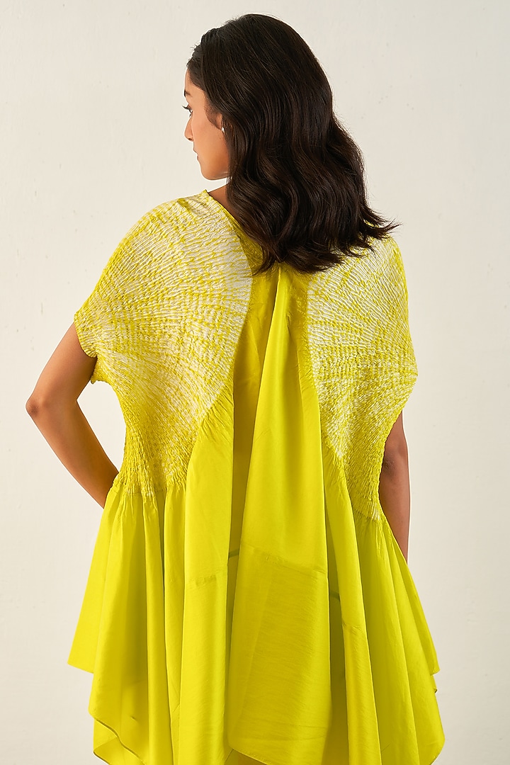 Lime Silk Asymmetrical Top by Studio Medium at Pernia's Pop Up Shop