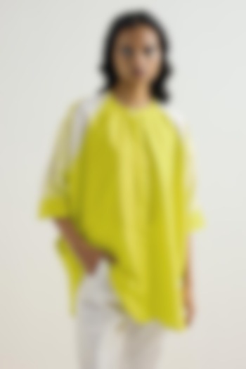 Lime Silk Embroidered Shirt by Studio Medium at Pernia's Pop Up Shop