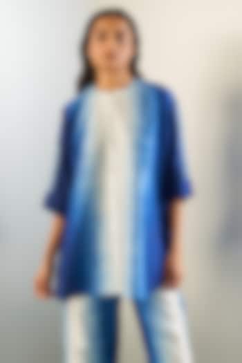 Navy Silk Ombre Shirt by Studio Medium at Pernia's Pop Up Shop