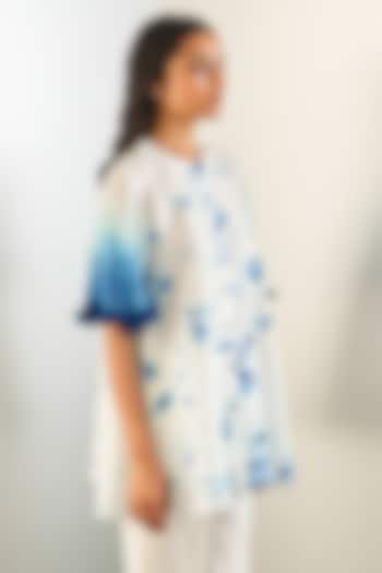 Navy Silk Ombre Shirt by Studio Medium at Pernia's Pop Up Shop