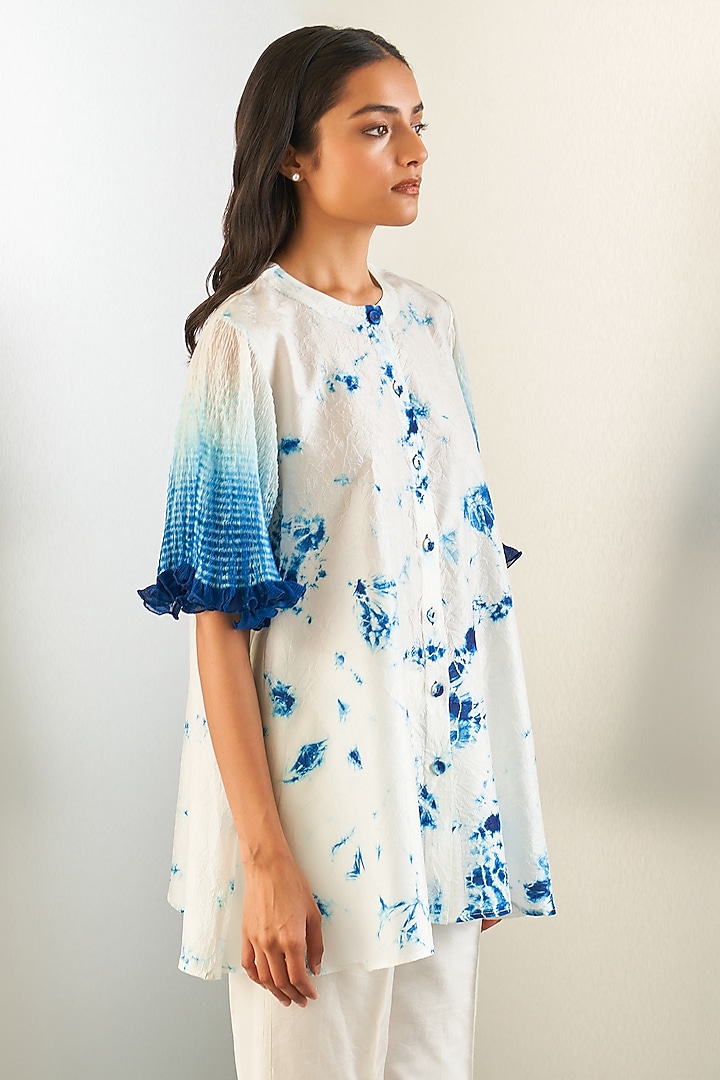 Navy Silk Ombre Shirt by Studio Medium at Pernia's Pop Up Shop