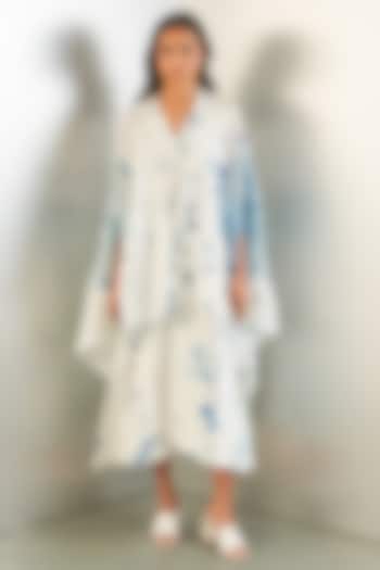 Navy Blue Silk Cape by Studio Medium at Pernia's Pop Up Shop