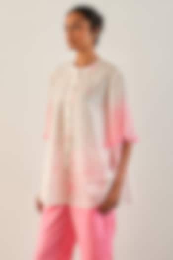Pink Silk Ombre Shirt by Studio Medium at Pernia's Pop Up Shop