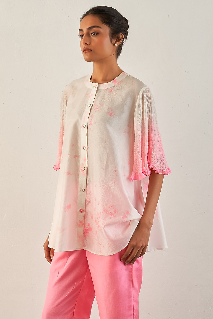 Pink Silk Ombre Shirt by Studio Medium at Pernia's Pop Up Shop