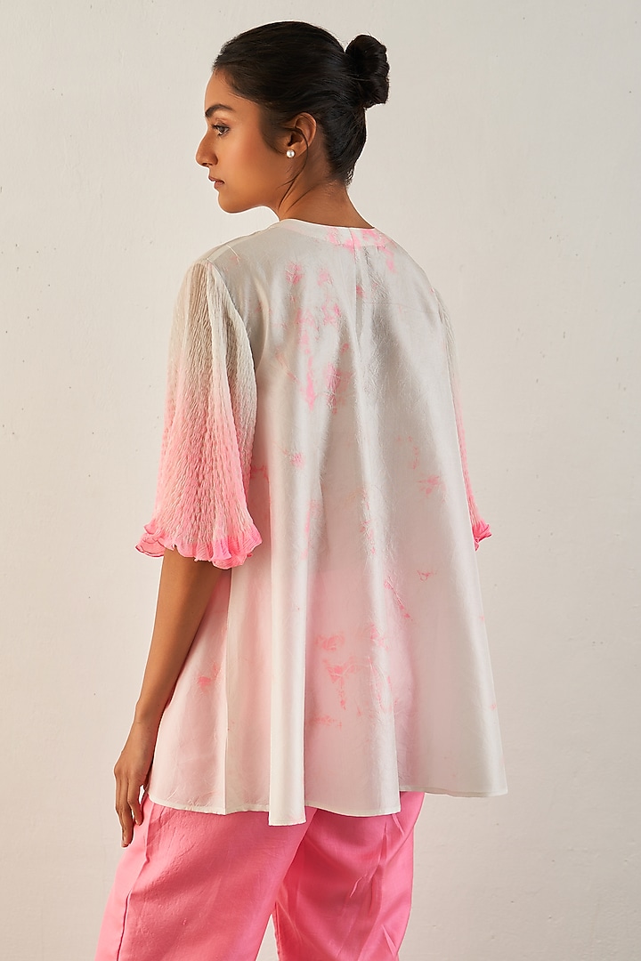 Pink Silk Ombre Shirt by Studio Medium at Pernia's Pop Up Shop