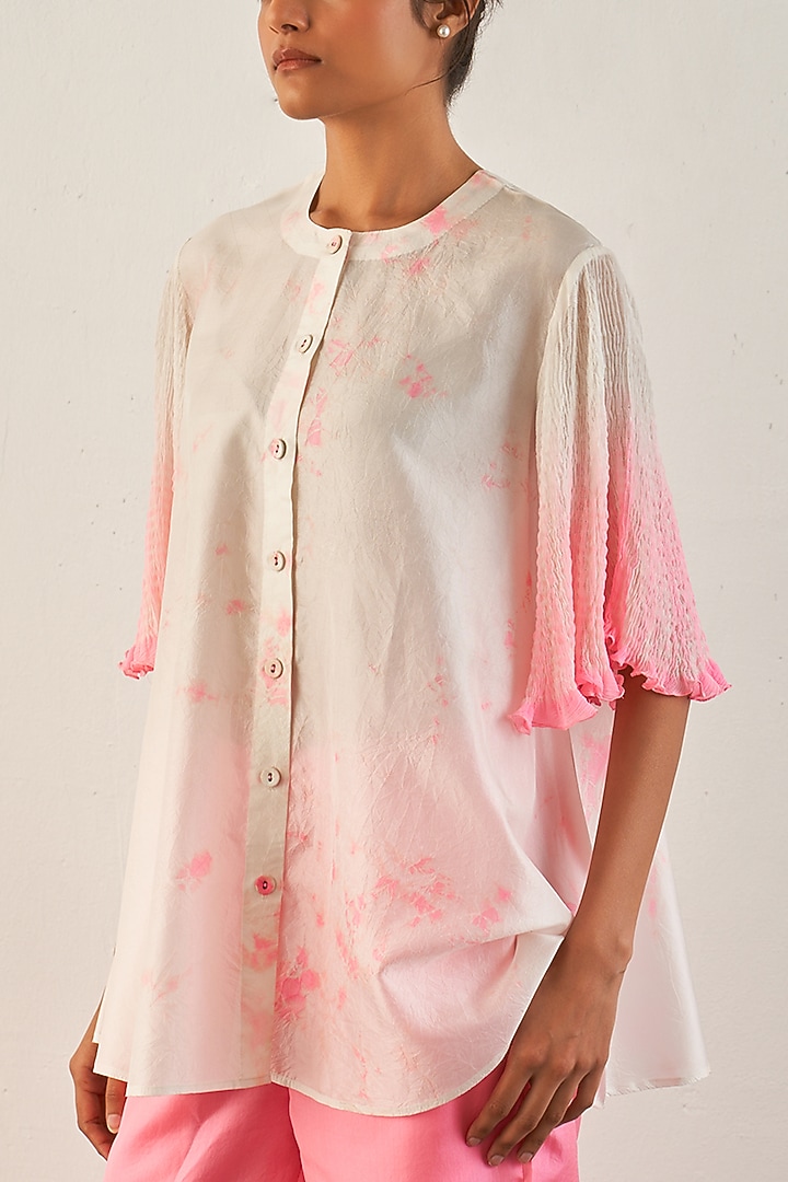 Pink Silk Ombre Shirt by Studio Medium at Pernia's Pop Up Shop