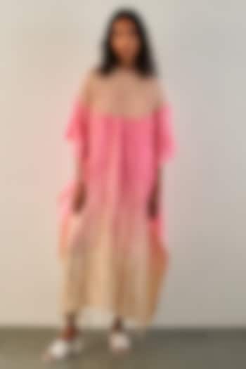 Pink Silk Ombre Kaftan by Studio Medium at Pernia's Pop Up Shop