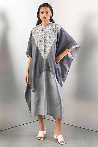 Grey Silk Kaftan by Studio Medium