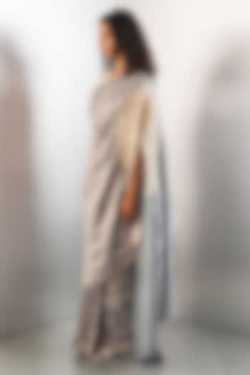 Grey Silk Wedding Saree Set by Studio Medium at Pernia's Pop Up Shop
