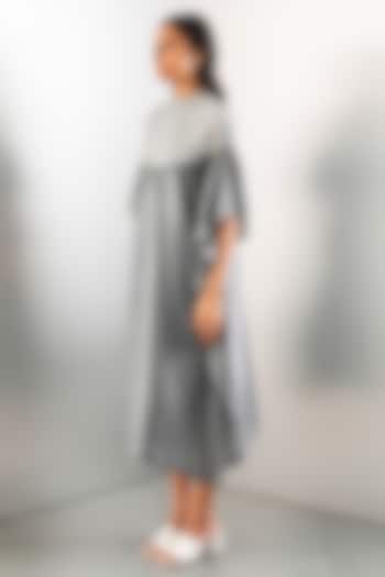 Grey Silk Hand Embroidered Kaftan by Studio Medium at Pernia's Pop Up Shop