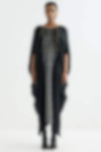Black Silk Shibori Printed Vacation Dress by Studio Medium at Pernia's Pop Up Shop