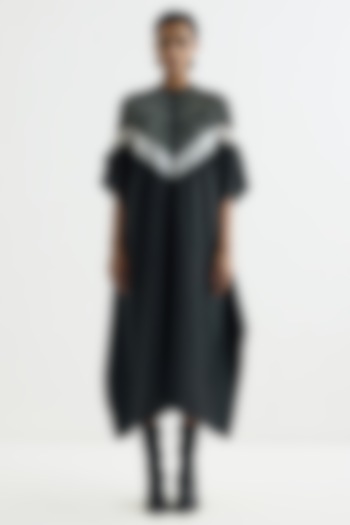 Black Silk Embroidered Kaftan by Studio Medium at Pernia's Pop Up Shop