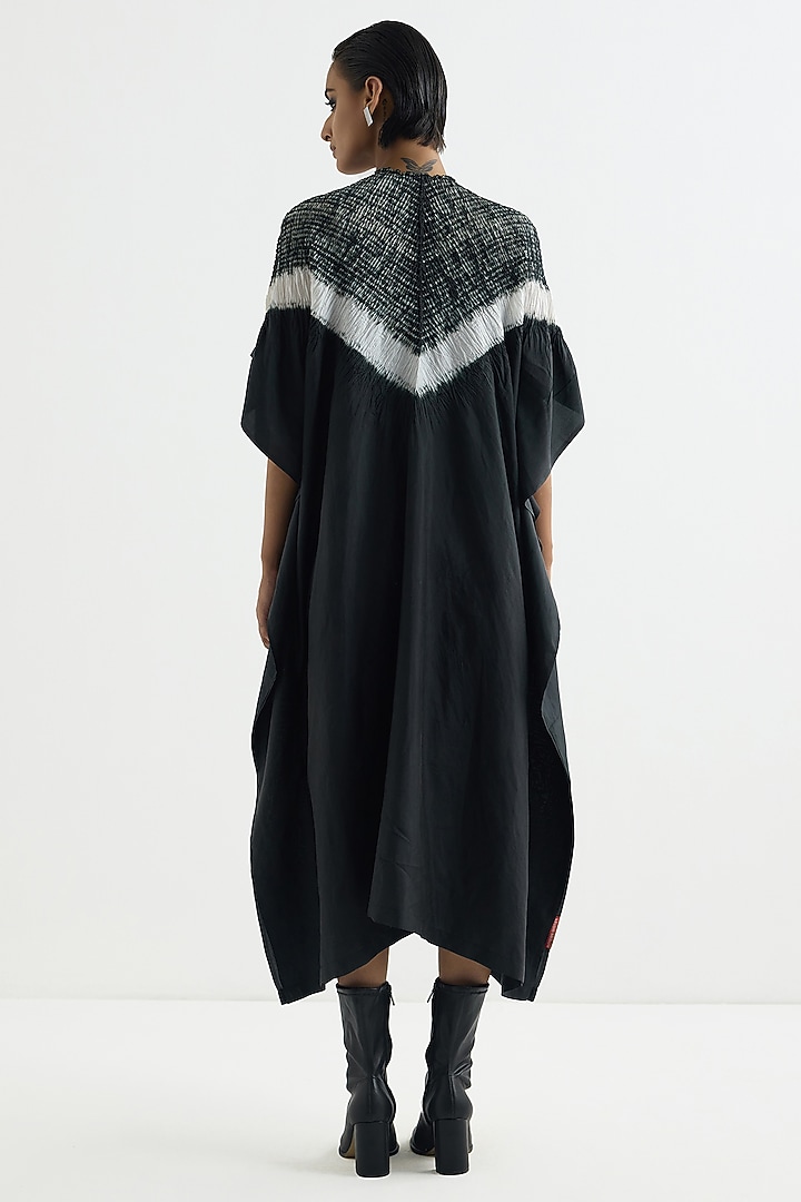 Black Silk Embroidered Kaftan by Studio Medium at Pernia's Pop Up Shop