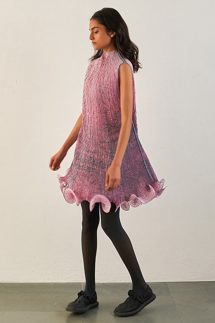 Pink & Grey Silk Cocktail Dress by Studio Medium at Pernia's Pop Up Shop