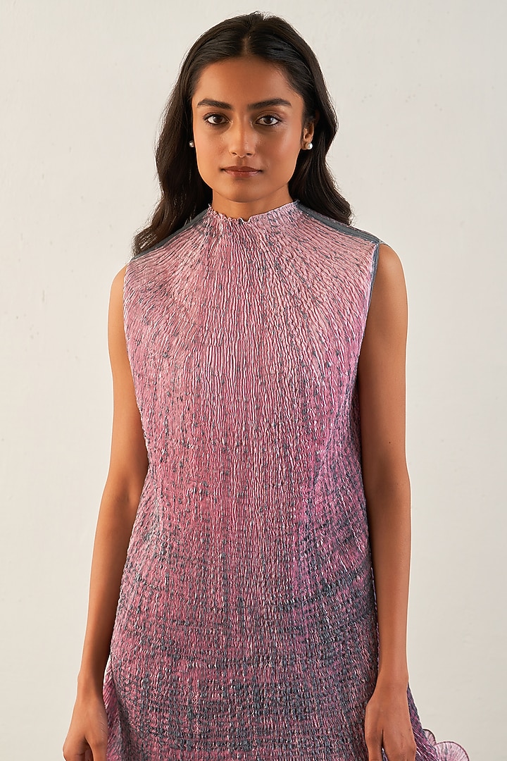 Pink & Grey Silk Cocktail Dress by Studio Medium at Pernia's Pop Up Shop