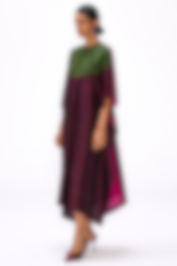 Multi-Colored Handwoven Silk Striped Kaftan by Studio Medium at Pernia's Pop Up Shop