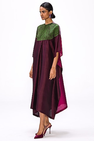 Multi-Colored Handwoven Silk Striped Kaftan by Studio Medium