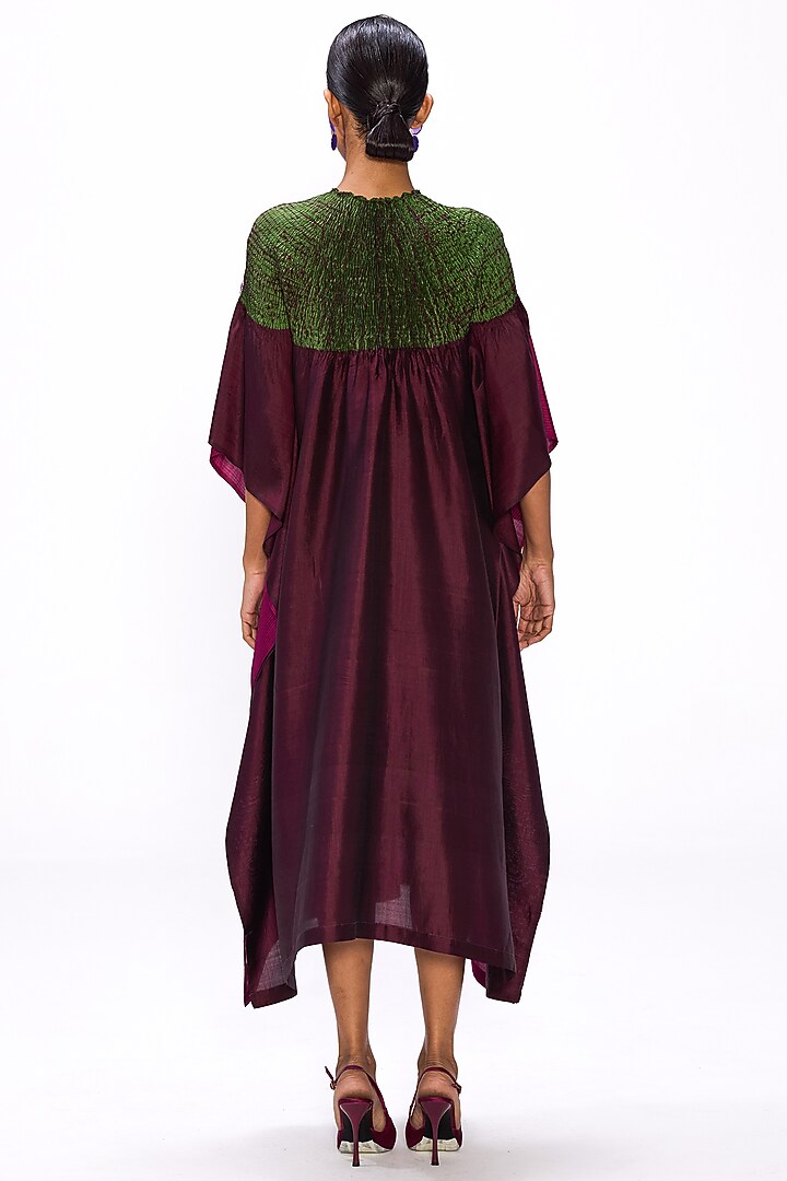 Multi-Colored Handwoven Silk Striped Kaftan by Studio Medium at Pernia's Pop Up Shop