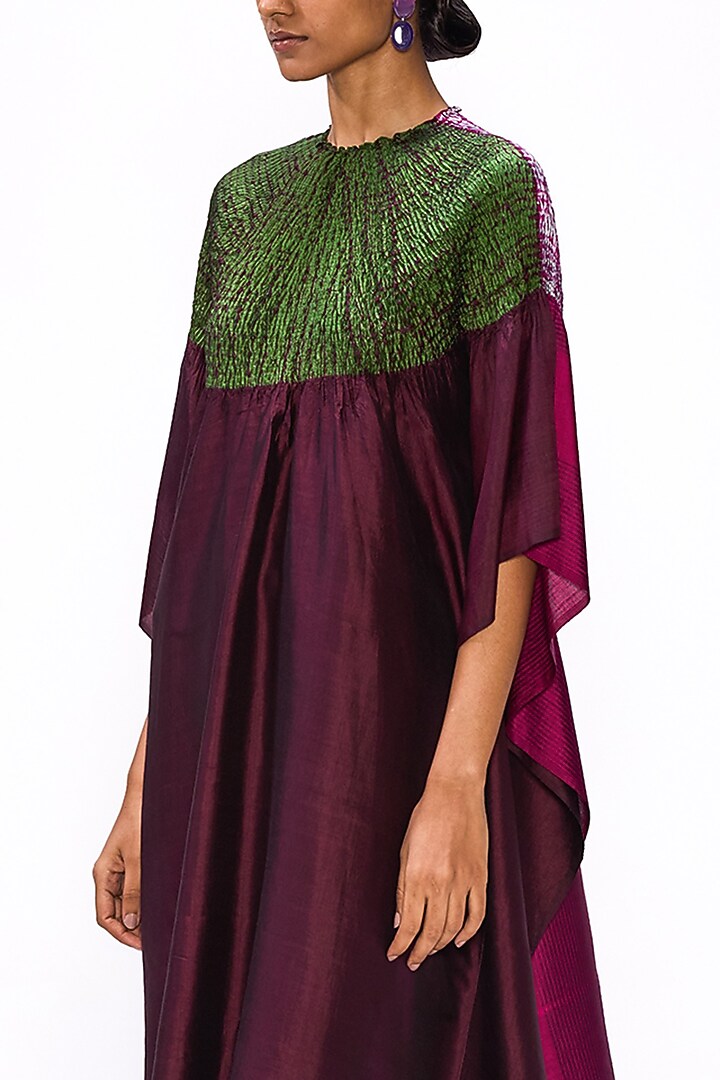 Multi-Colored Handwoven Silk Striped Kaftan by Studio Medium at Pernia's Pop Up Shop