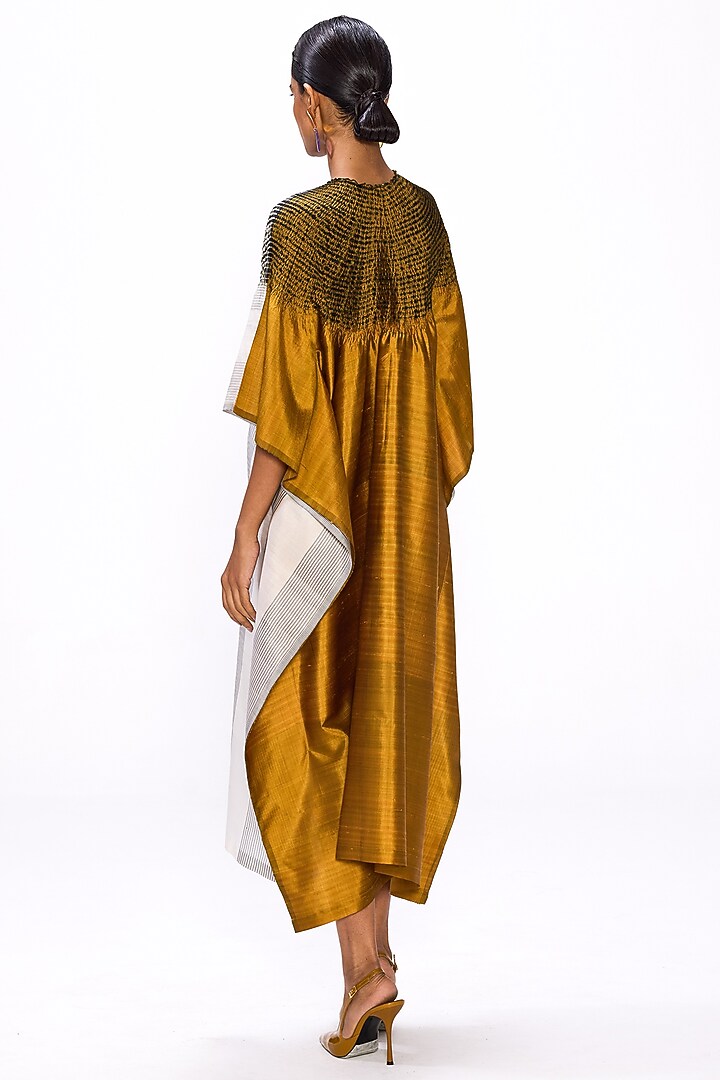 Multi-Colored Handwoven Silk Striped Kaftan by Studio Medium at Pernia's Pop Up Shop