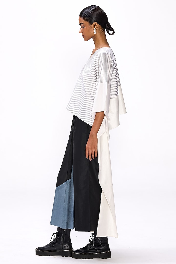 Black & Grey Silk Draped Trousers by Studio Medium at Pernia's Pop Up Shop