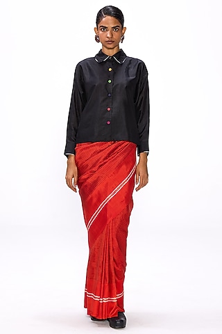 Black Silk Shirt Blouse by Studio Medium