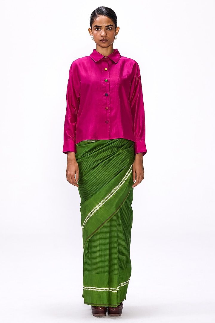 Magenta Silk Shirt Blouse by Studio Medium at Pernia's Pop Up Shop