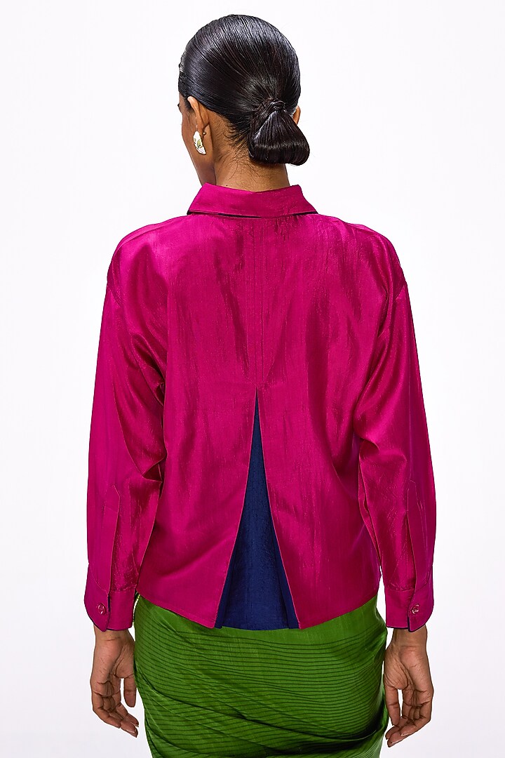 Magenta Silk Shirt Blouse by Studio Medium at Pernia's Pop Up Shop