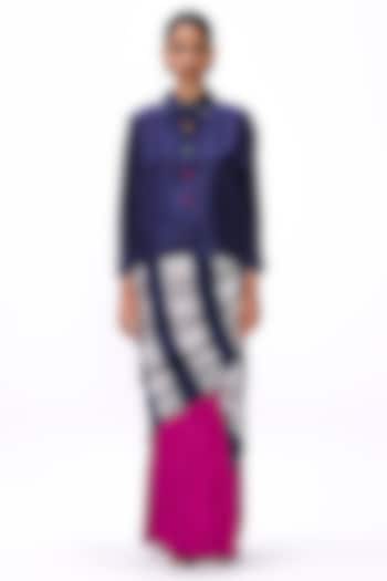 Navy Blue Silk Shirt Blouse by Studio Medium at Pernia's Pop Up Shop