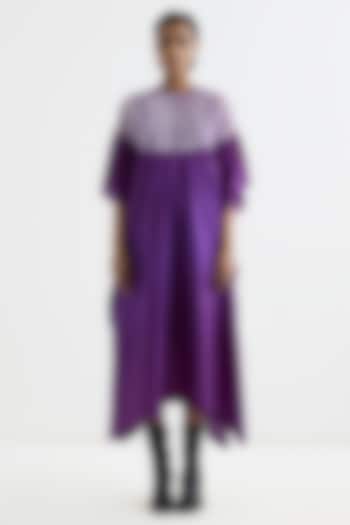 Purple Silk Embroidered Kaftan by Studio Medium at Pernia's Pop Up Shop