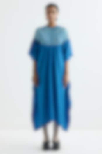 Methyl Blue Silk Embroidered Kaftan by Studio Medium at Pernia's Pop Up Shop