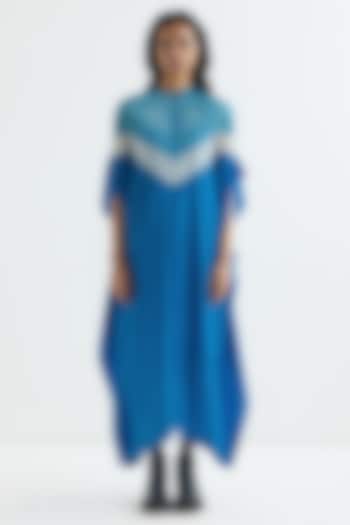 Methyl Blue Silk Embroidered Kaftan by Studio Medium at Pernia's Pop Up Shop