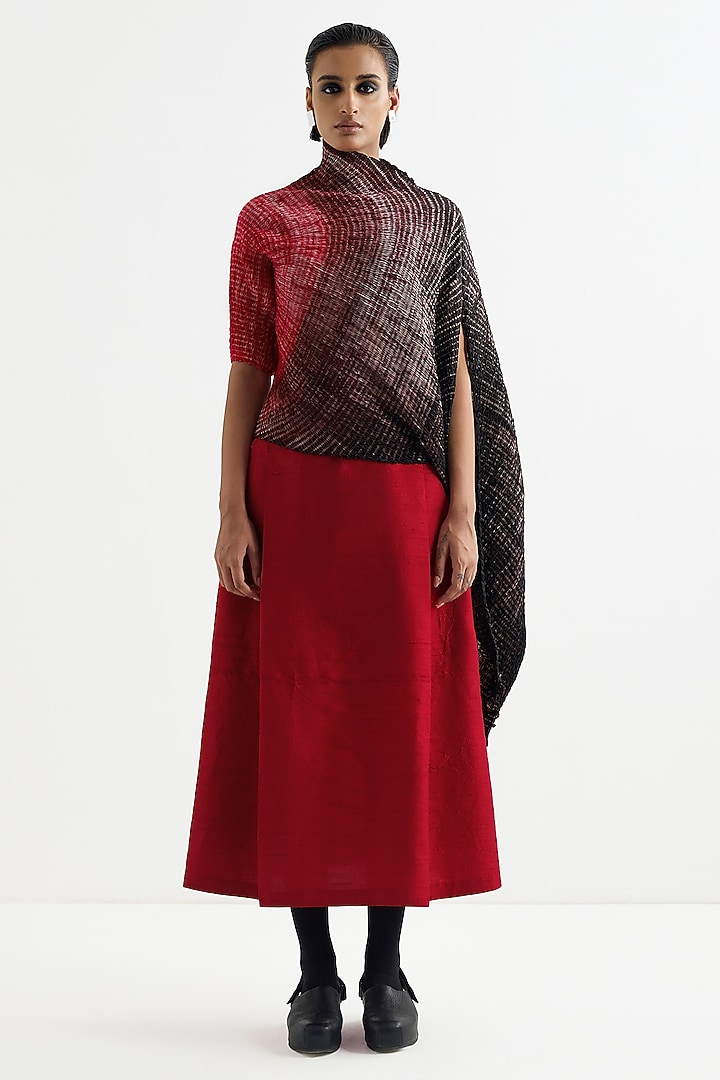 Red & Black Silk Top by Studio Medium at Pernia's Pop Up Shop