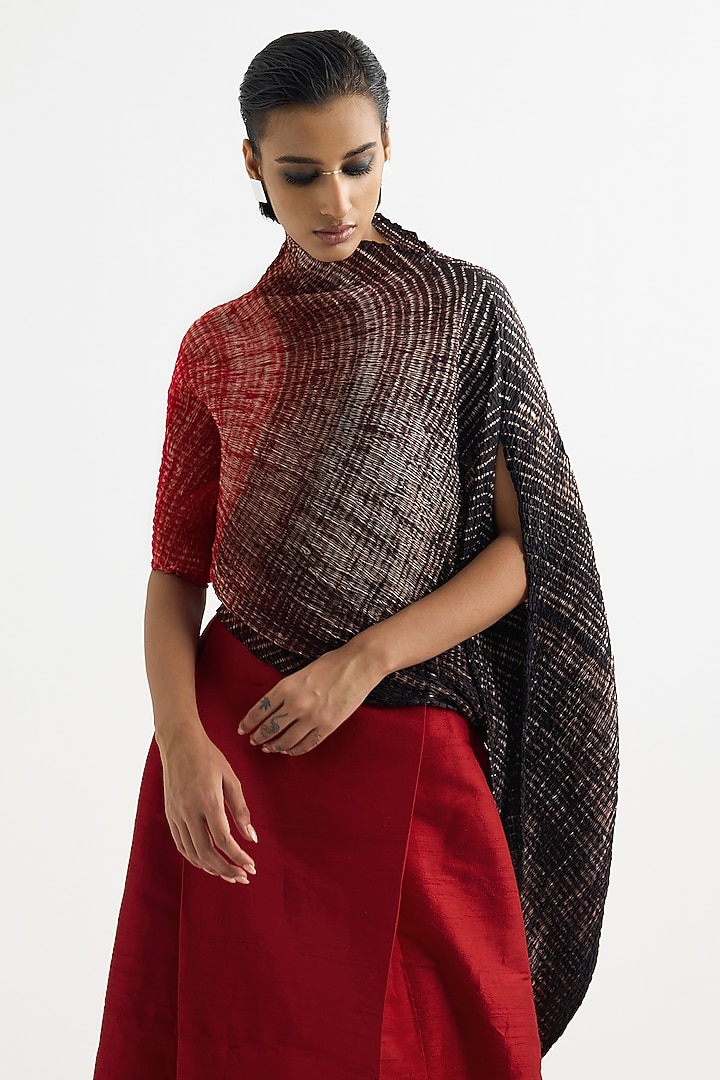 Red & Black Silk Top by Studio Medium at Pernia's Pop Up Shop