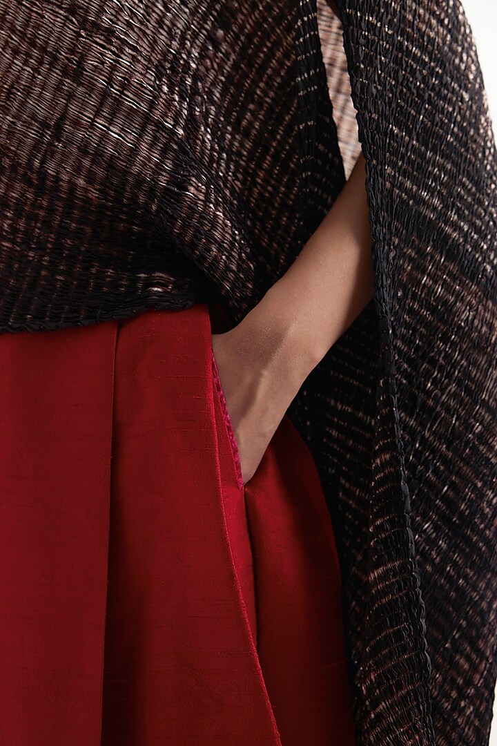 Red & Black Silk Top by Studio Medium at Pernia's Pop Up Shop