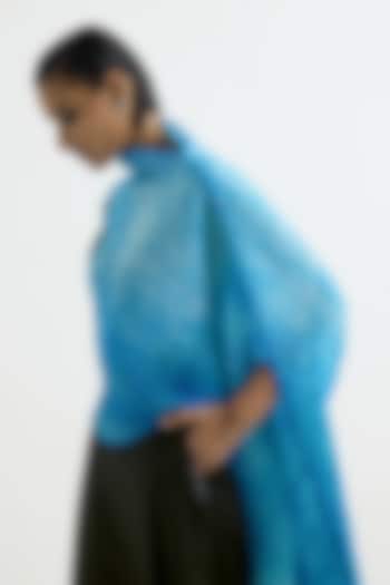 Methyl Blue & Black Silk Top by Studio Medium at Pernia's Pop Up Shop