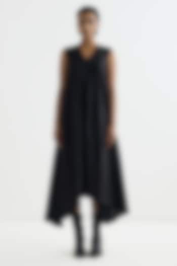 Black Raw Silk Vacation Dress by Studio Medium at Pernia's Pop Up Shop