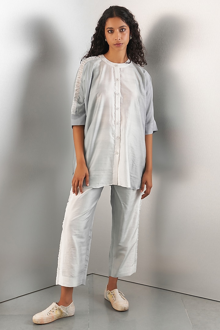 Grey Silk Ombre Shirt by Studio Medium at Pernia's Pop Up Shop